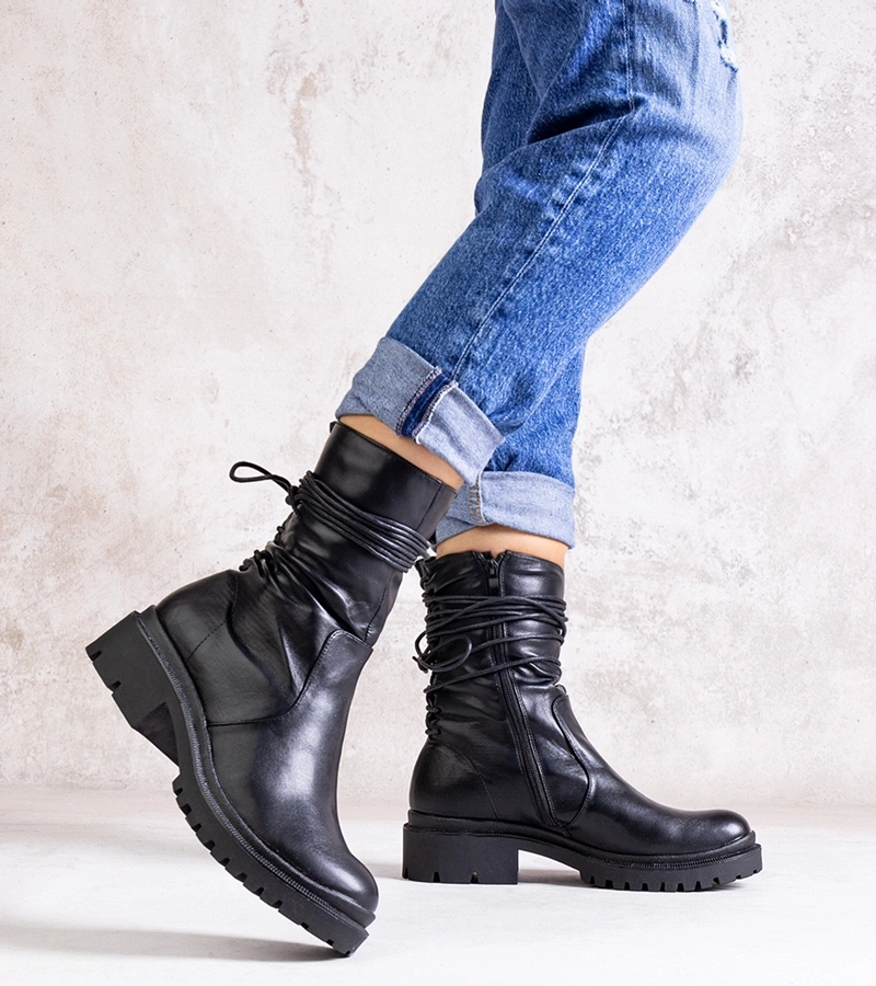 Čierne čižmy z eko kože Sahera