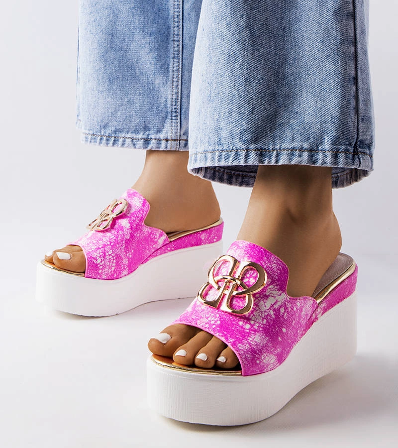 Ružové žabky Havanna na podpätkoch