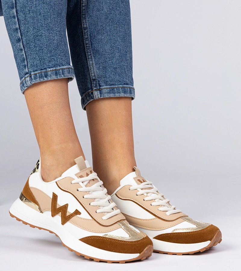 Bielo-hnedé dámske tenisky s leopardím doplnkom Kalasa