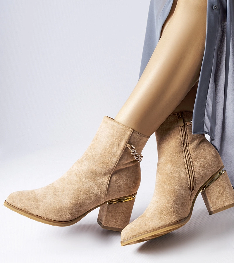 Béžové čižmy na podpätku Hiney