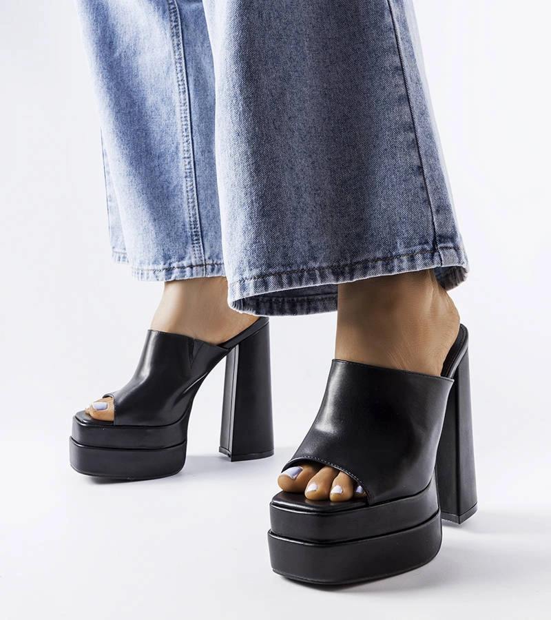 Čierne žabky na vysokom podpätku Mertzon