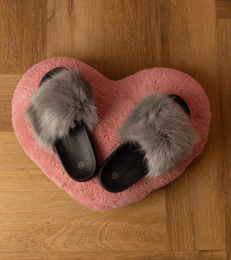 Šedé detské šľapky s kožušinkou Malinka