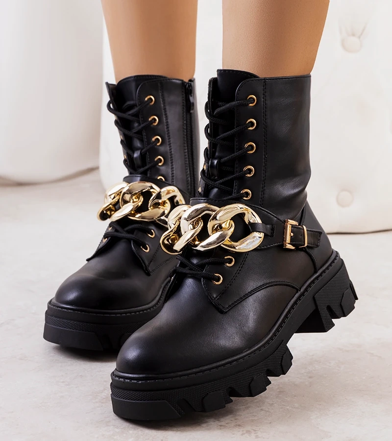 Čierna botki s reťazou Laboy