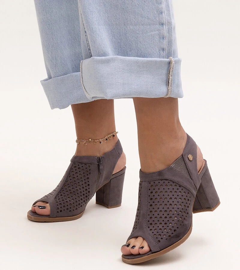 Pletené sandále na stĺpiku s koženou vložkou Heilma