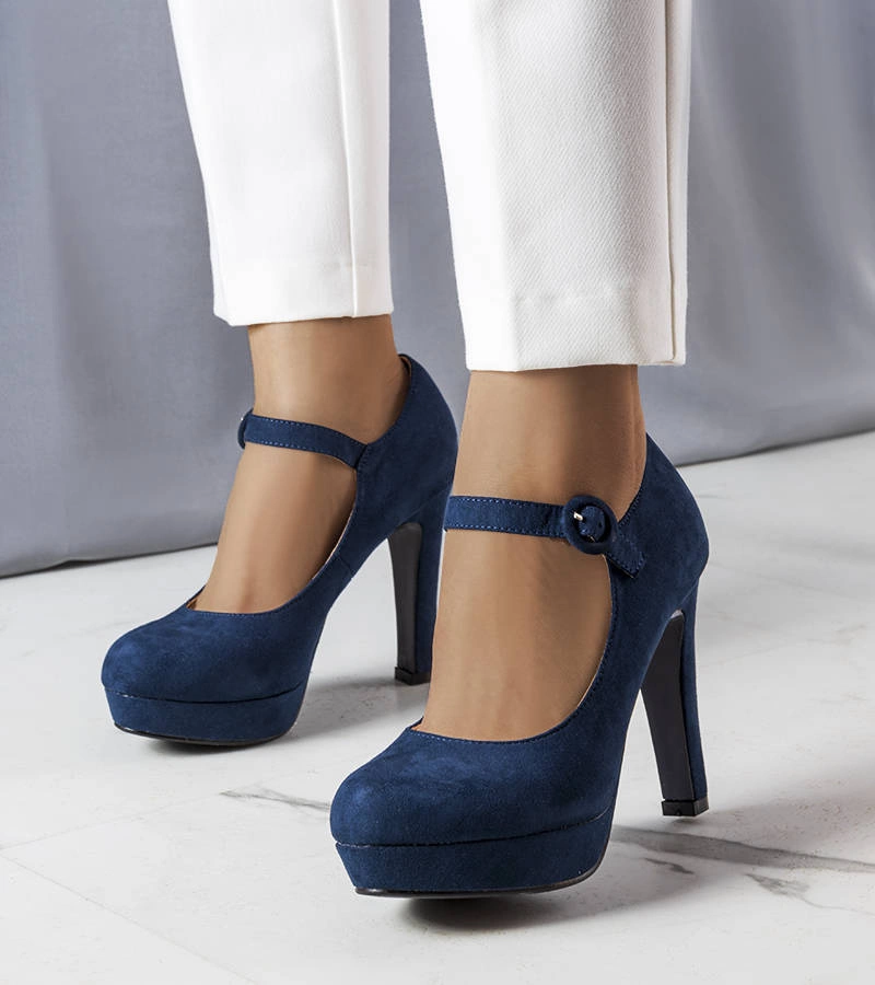 Námornícke modré lodičky Lynda na podpätku