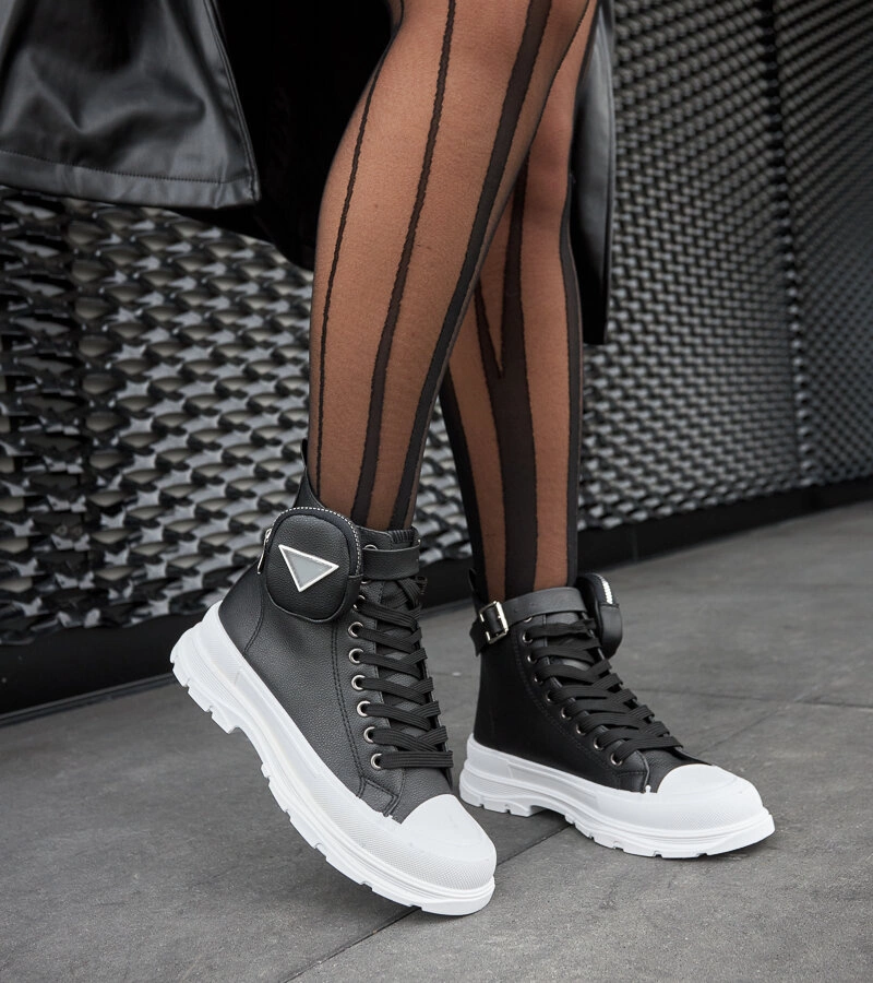 Čierne tenisky na vysokom platforme Grotta PC17P BLACK