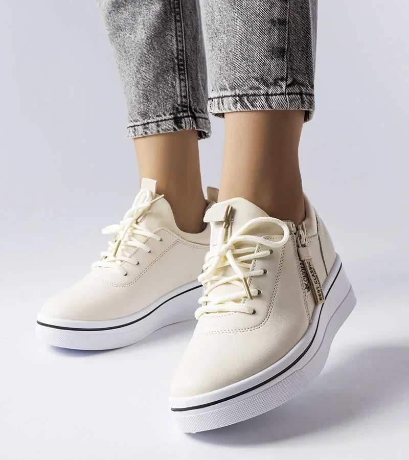 Béžové tenisky Mathieu na nízkom podpätku