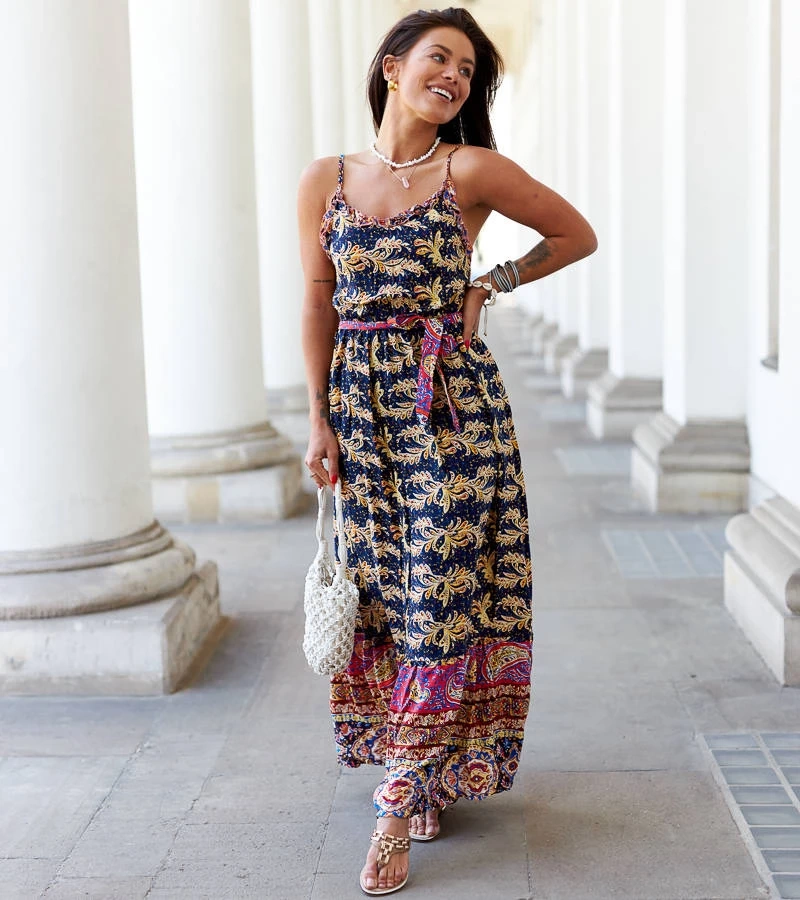 Vzorované maxi šaty Libera