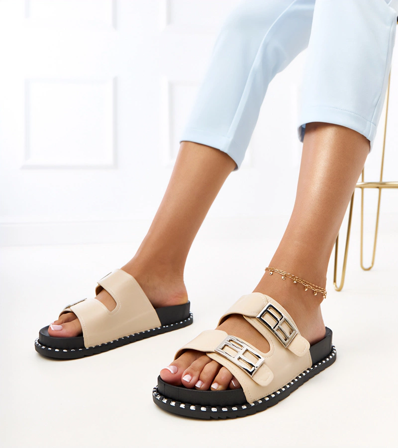 Béžové šľapky na platforme Blau