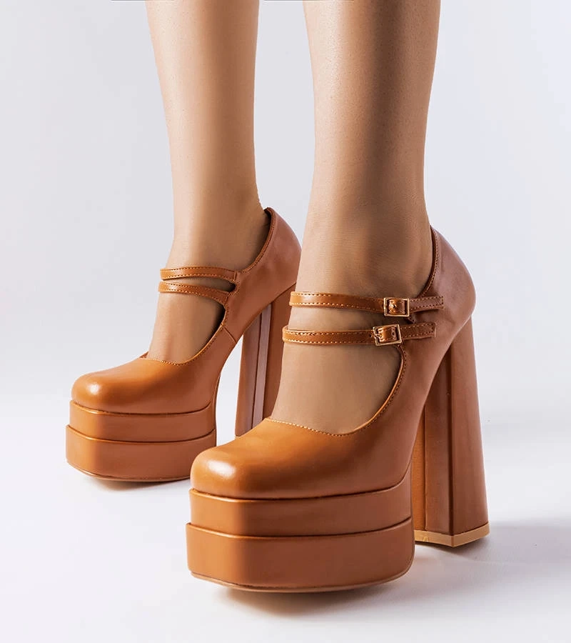 Hnedé lodičky Chouinard na vysokom podpätku