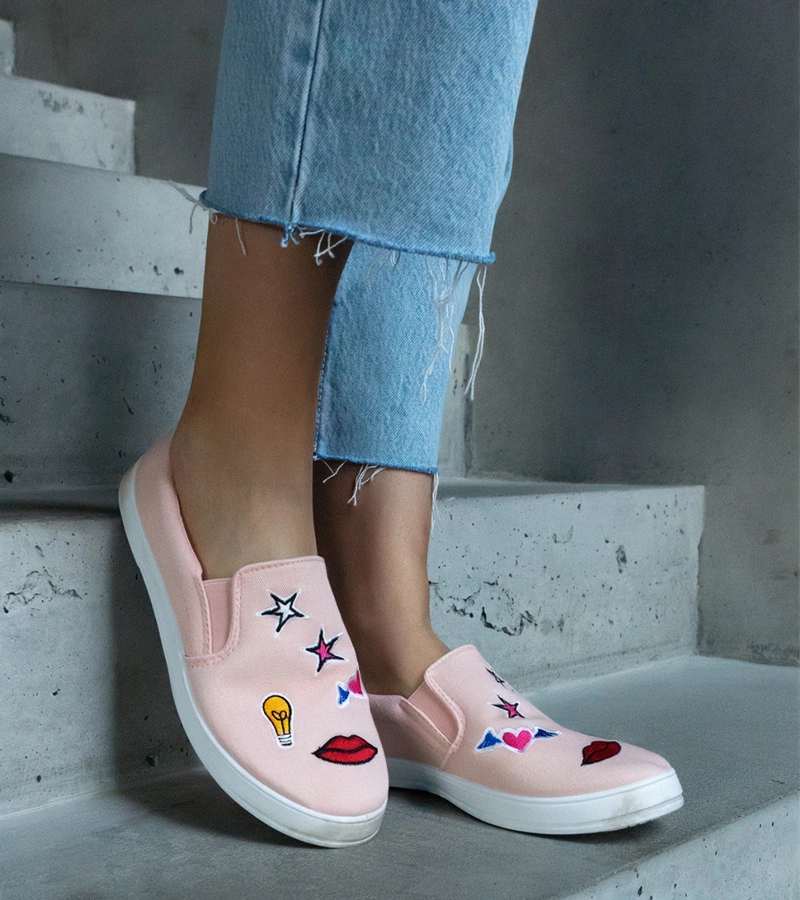 Šedé textilné tenisky so záplatami Anais