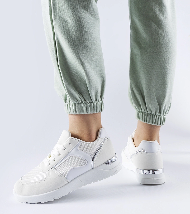 Biela sneakersy zo zmiešaných materiálov Gallo