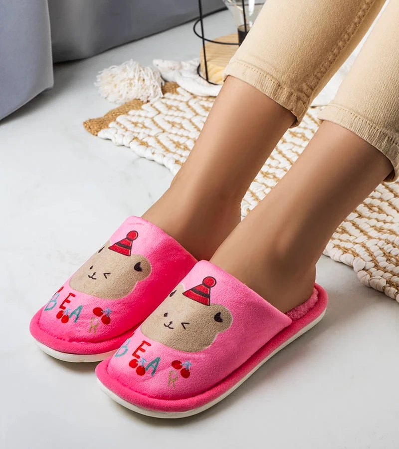 Tmavoružové mäkké papuče Bear