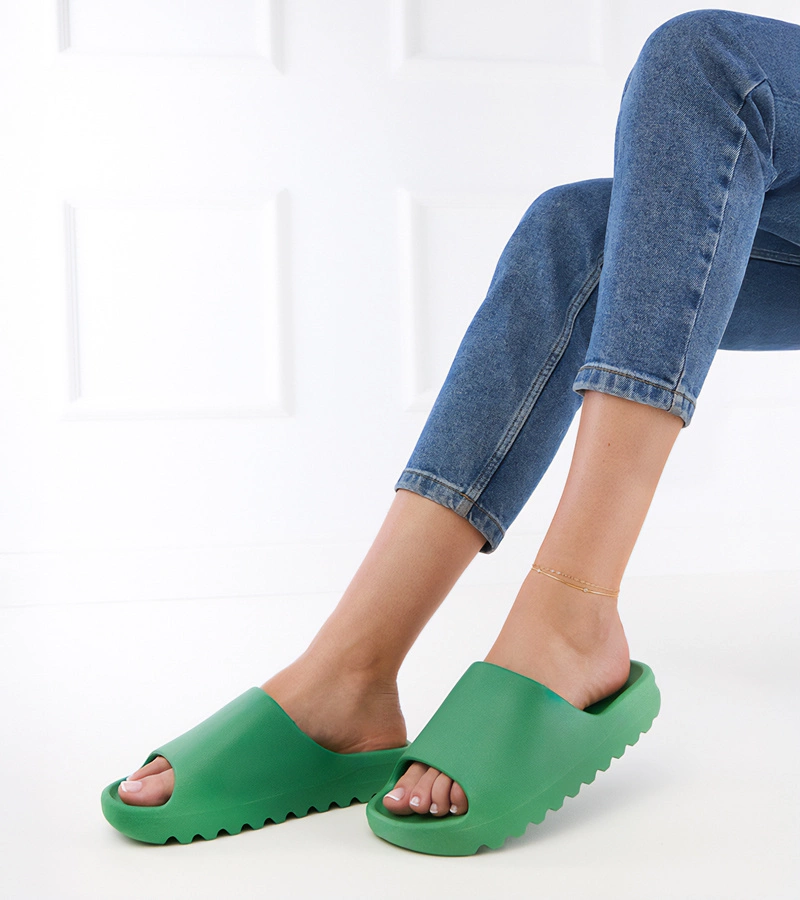 Zelené dámske gumové šľapky Papitos