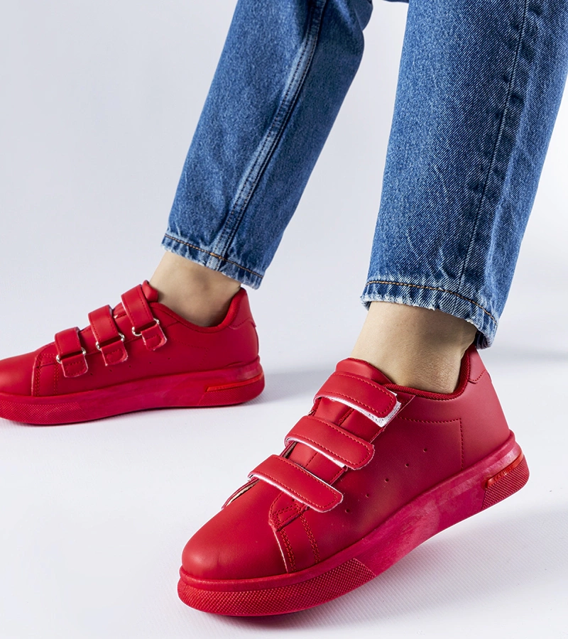 Červené tenisky na suchý zips Paré