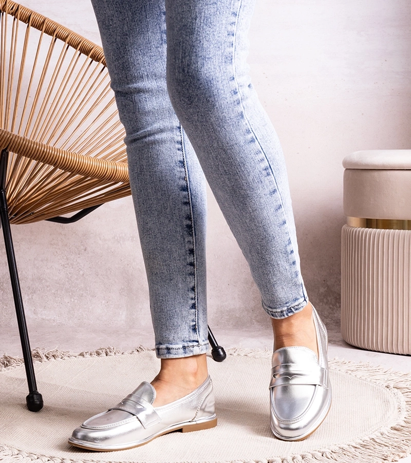 Strieborné metalické mokasíny Palinka