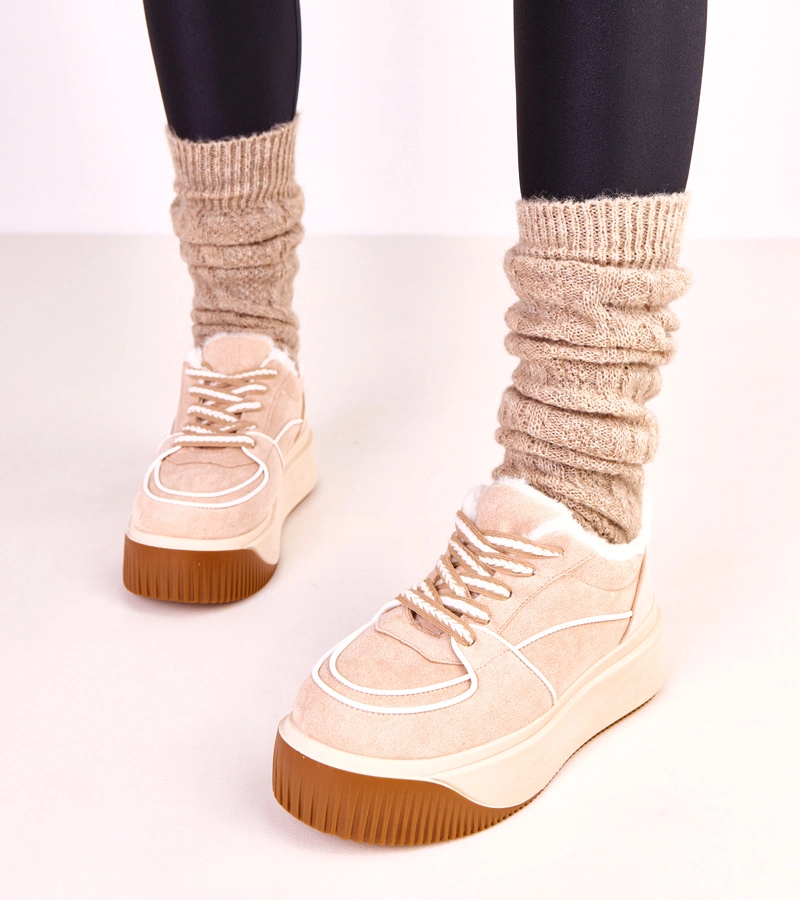 Béžové zateplené tenisky na platforme Vargas