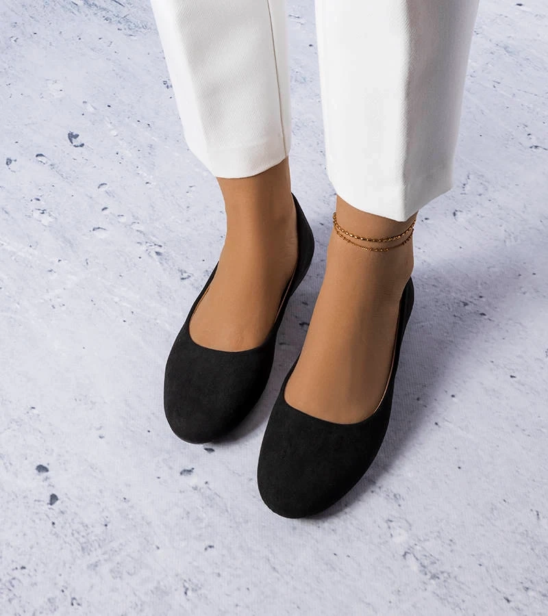 Čierne balerínky s koženou stielkou od Lespérance