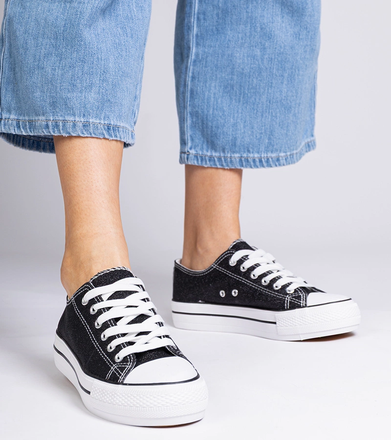 Čierne dámske trblietavé tenisky Versina