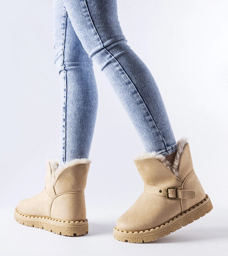 Beige zateplené snehule s výrezom Monal