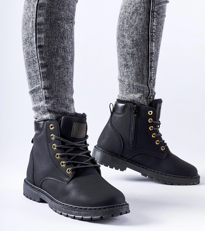 Čierne vyhrievané klasické pracovné topánky Leonardo