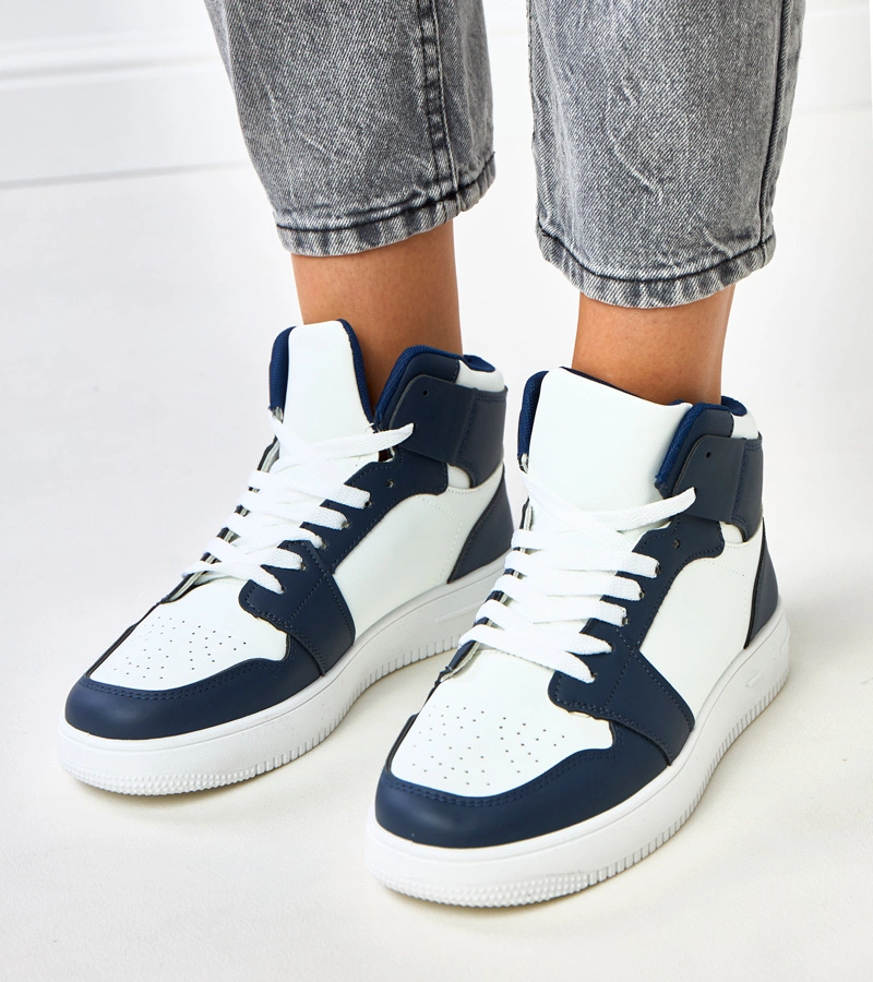 Vysoké tenisky bielo-modré na platforme Olsen