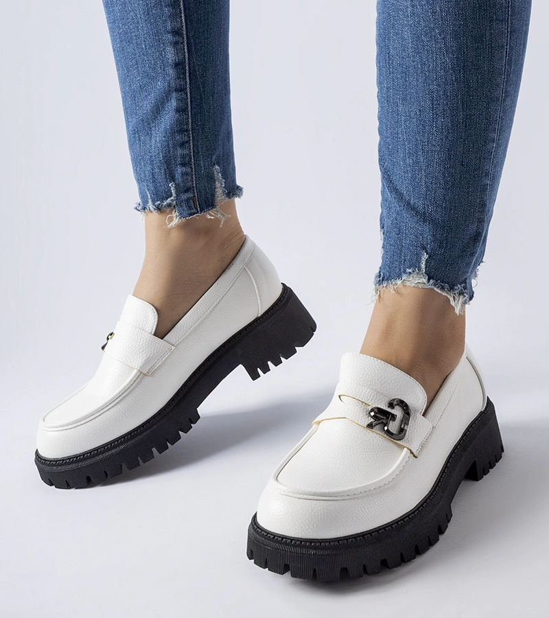 Biela-čierna mokasíny s prackou Francesca