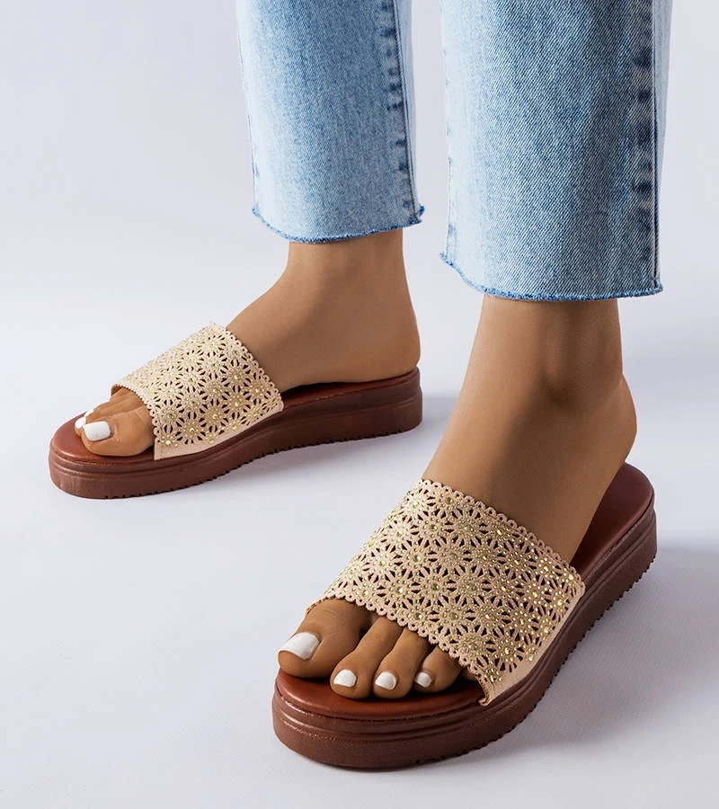 Béžové ažurové žabky so zirkónmi Irvine