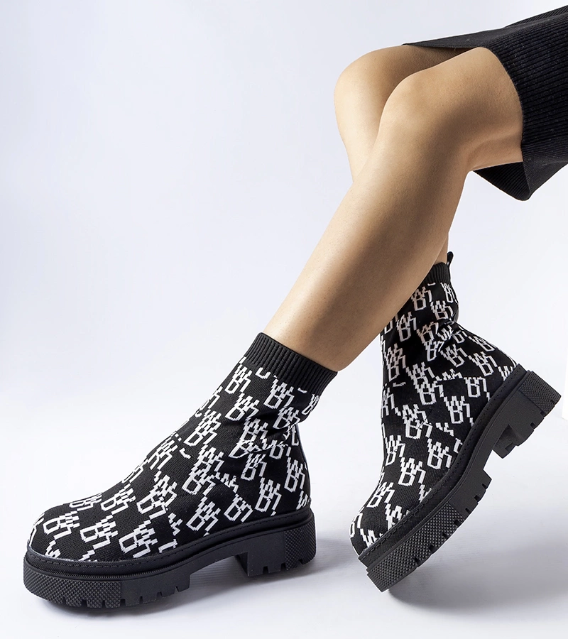 Biela-čierna masívna ponožková obuv Matese