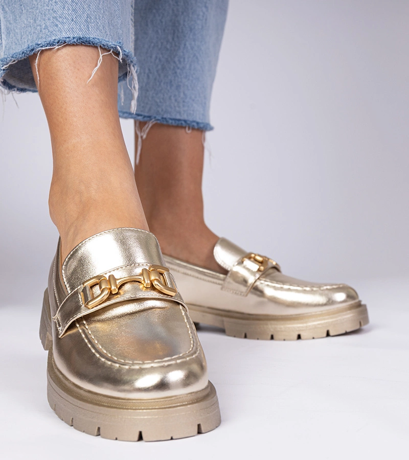 Zlaté elegantné mokasíny z ekokože Danetti