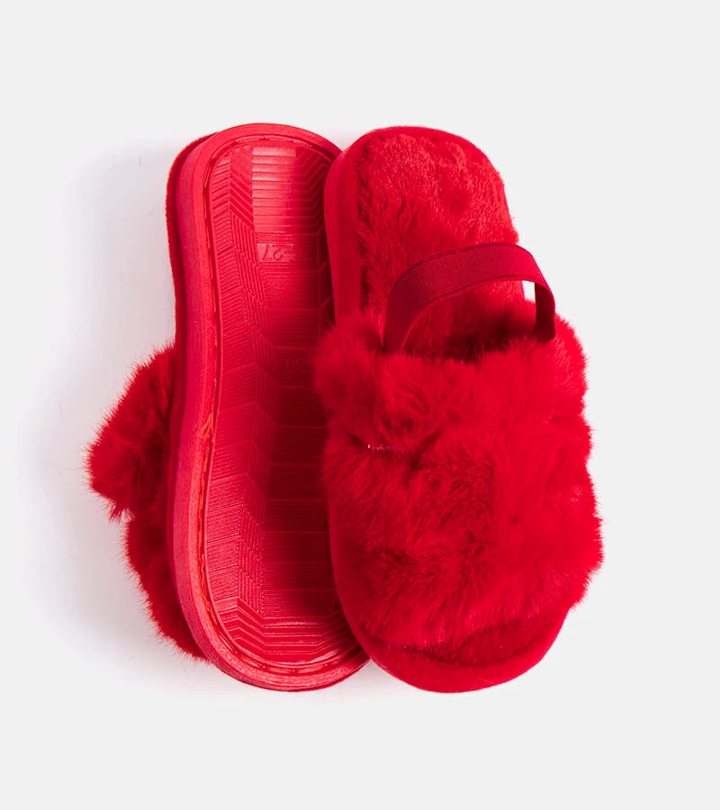 Červené papuče s gumovou podrážkou Leilany