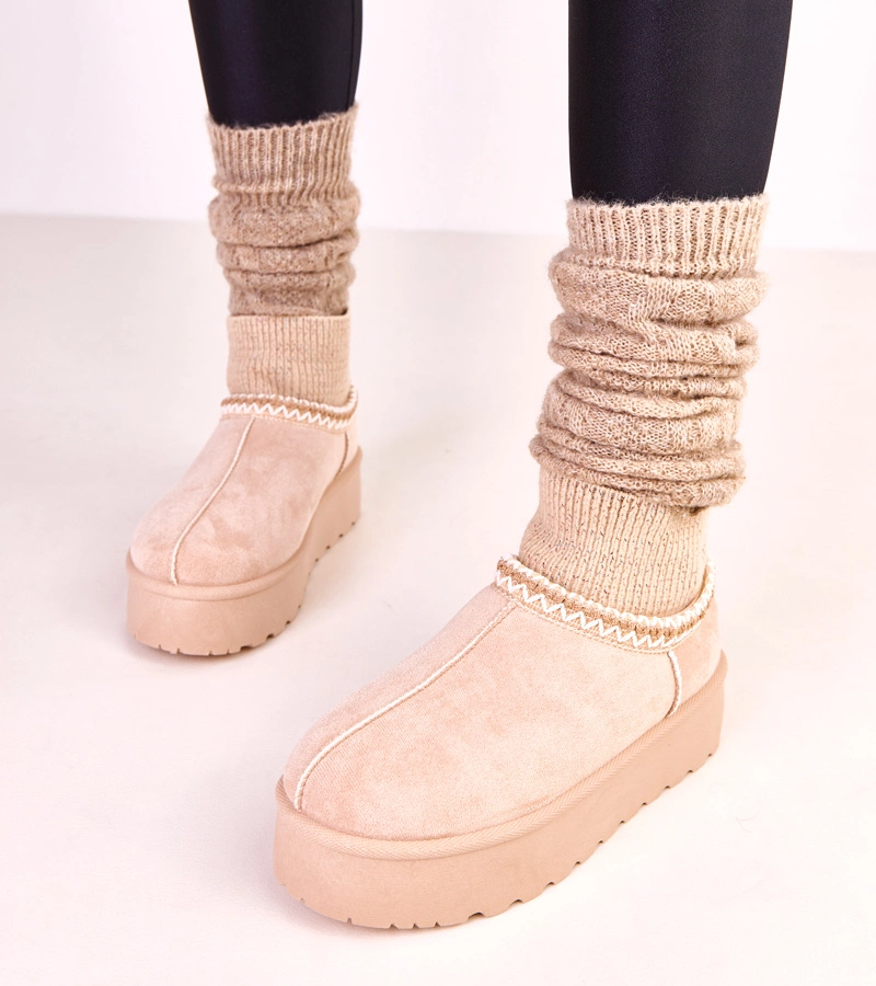 Béžové nízke snehule so ponožkovým zvrškom Bernica