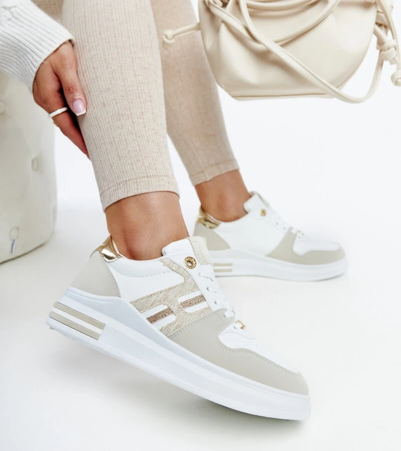 Bielo-bežové tenisky na platforme Negisti