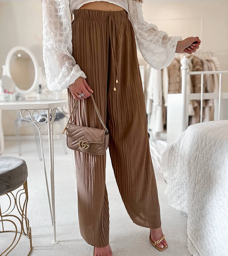 Hnedé plisované nohavice Florismart