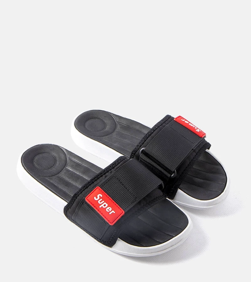 Čierne pánske nastaviteľné žabky na suchý zips Alley