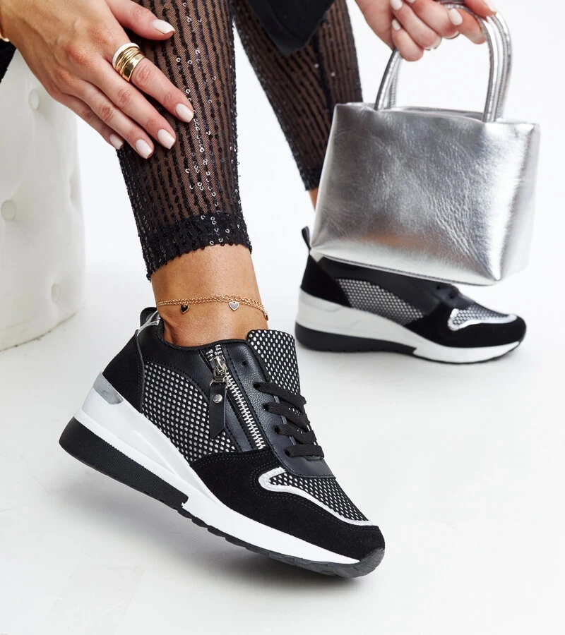 Čierne tenisky Fastello na podpätkoch