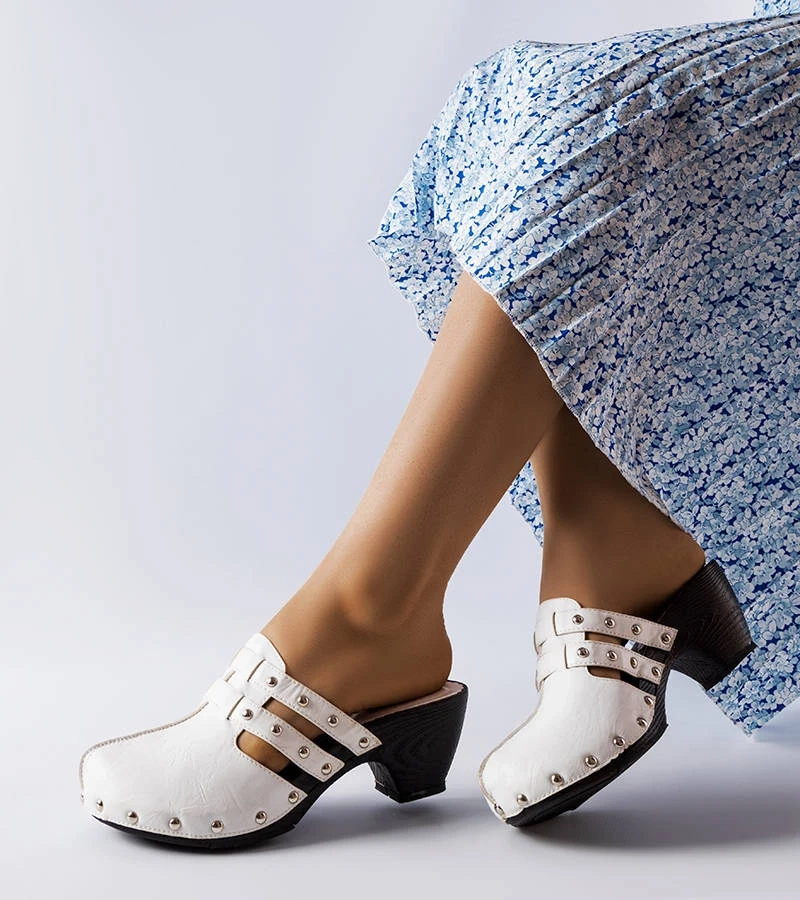 Biele žabky Custer clog