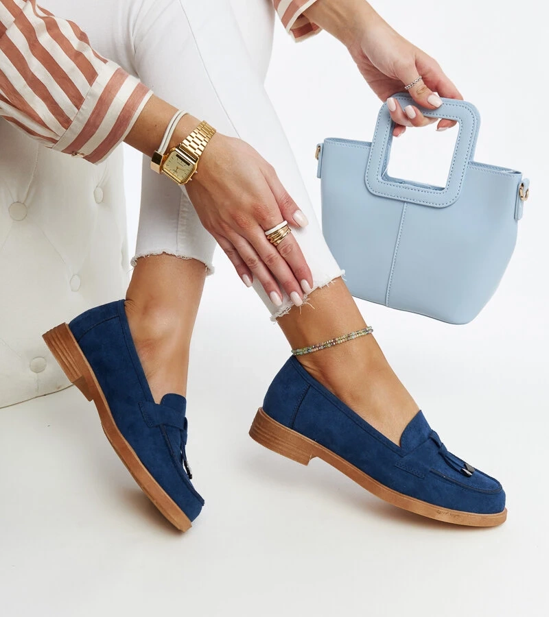 Modré semišové mokasíny Vinceza