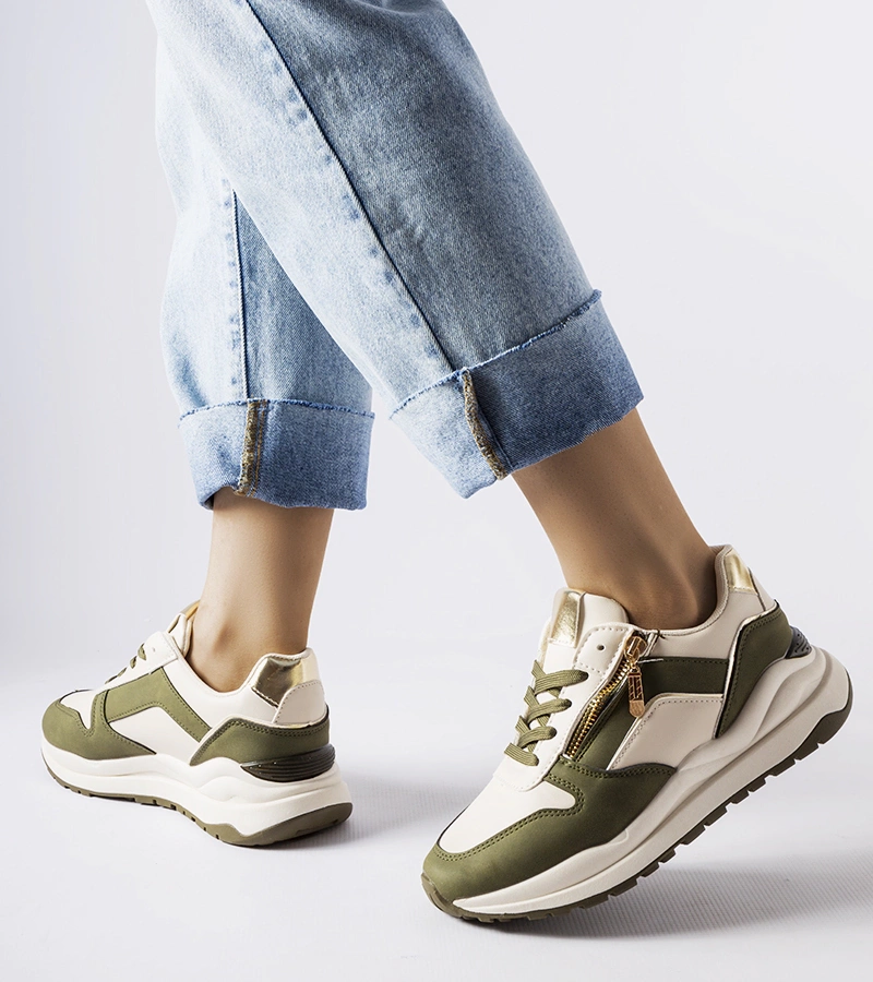 Bielo-zelené tenisky Cecchi