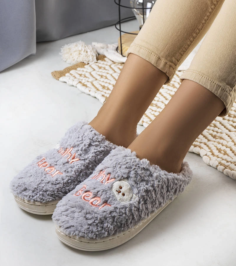 Šedé mäkké papuče Why Bear