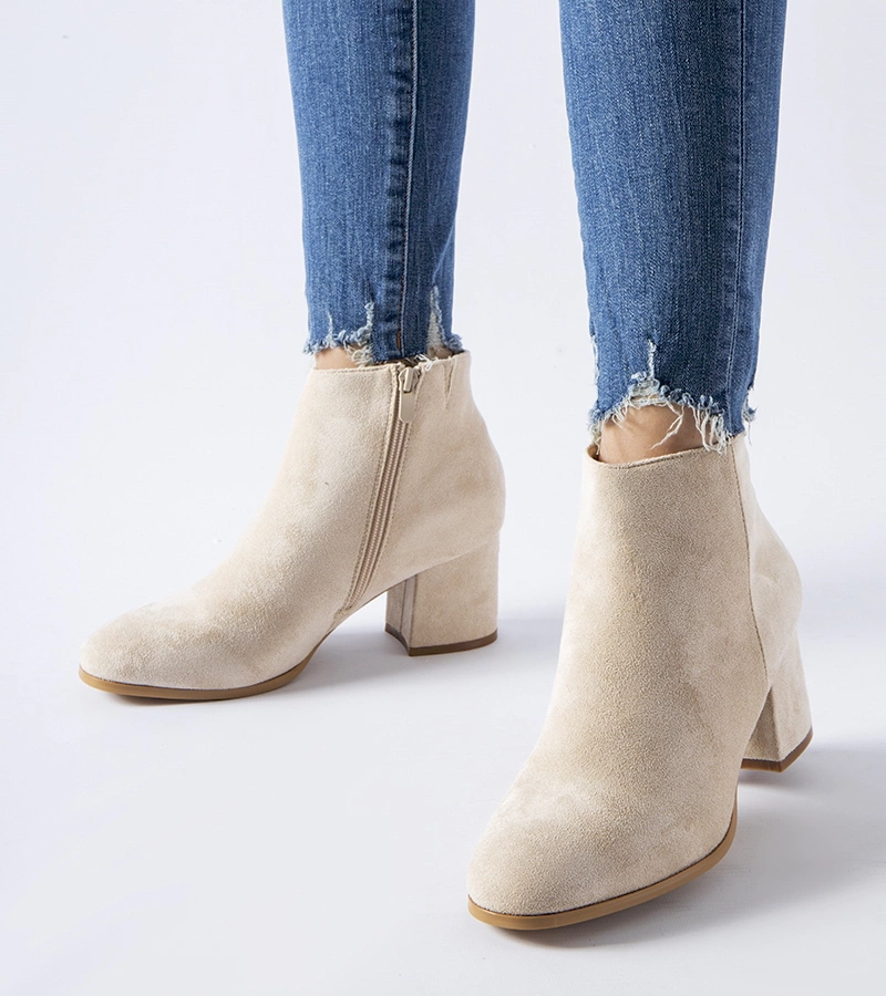 Beige čižmy na nízkom podpätku Mapleview