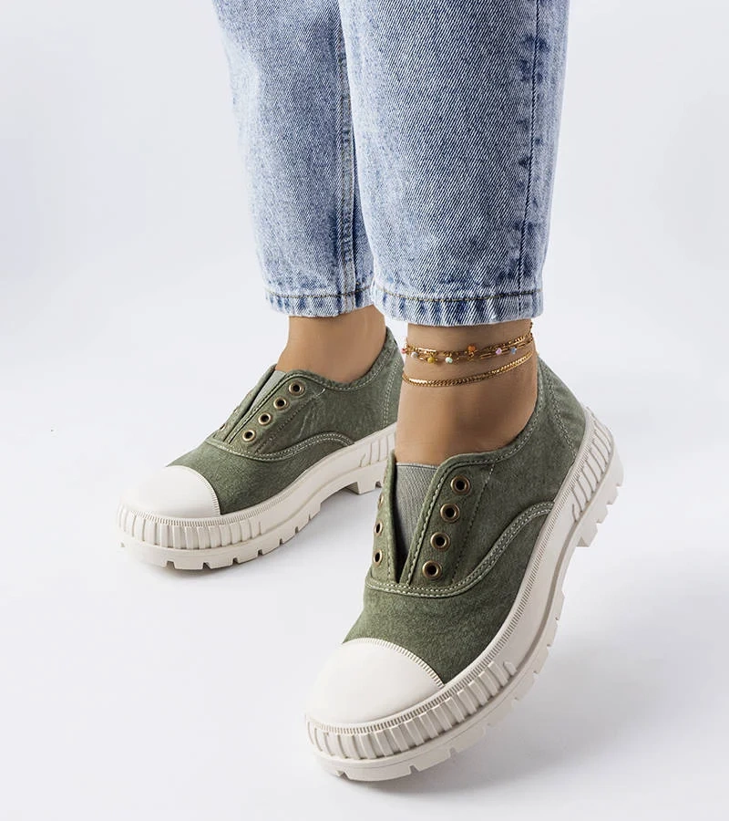 Tmavozelené tenisky Walton s gumovou podrážkou