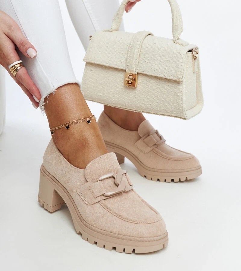 Bežové poltopánky s koženou vložkou Vinceza