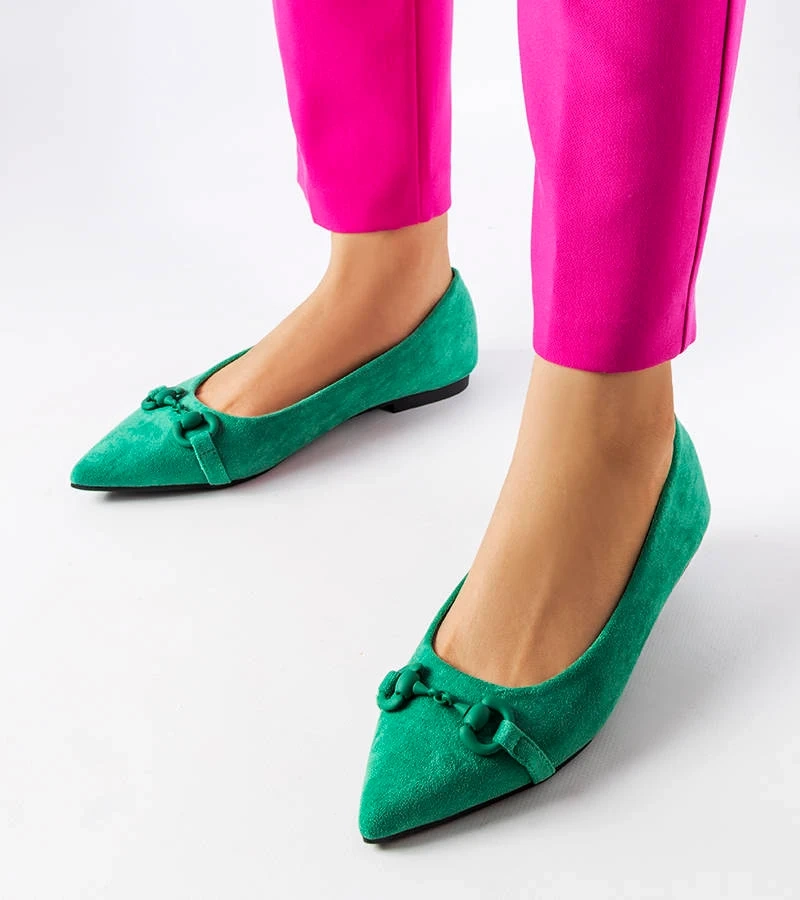 Zelené baleríny so špicatým nosom od Aimé