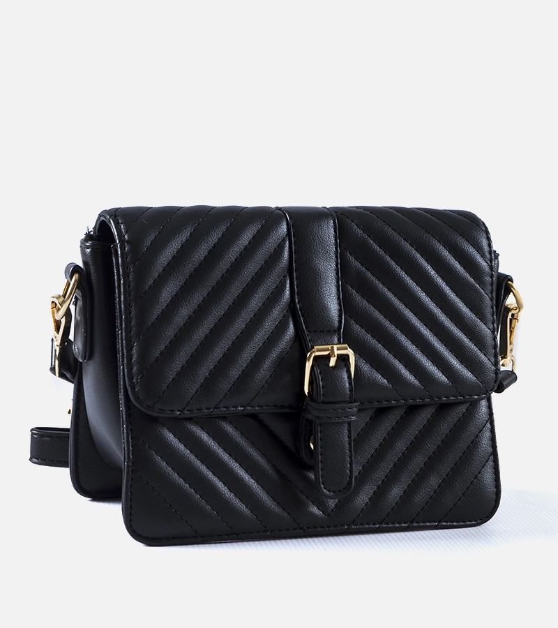 Čierna prešívaná kabelka cez rameno Virgilio