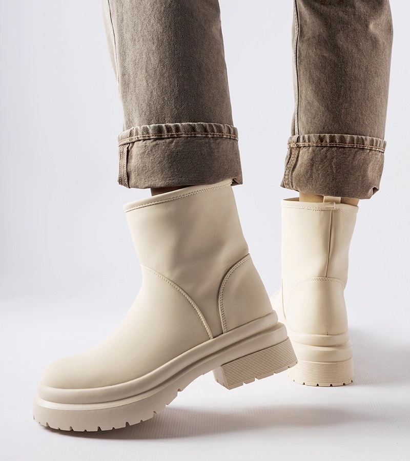 Béžové gumené zateplené čižmy Clotilde