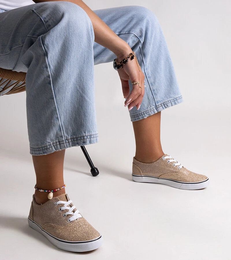 Zlaté blyštivé tenisky Carroline