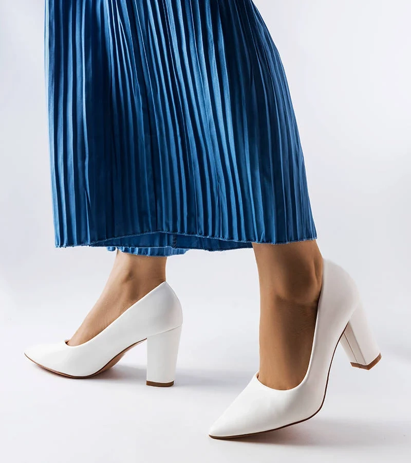 Biele lodičky Maurelle na podpätku