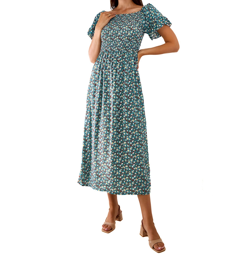 Modré kvetinové maxi šaty Marcello