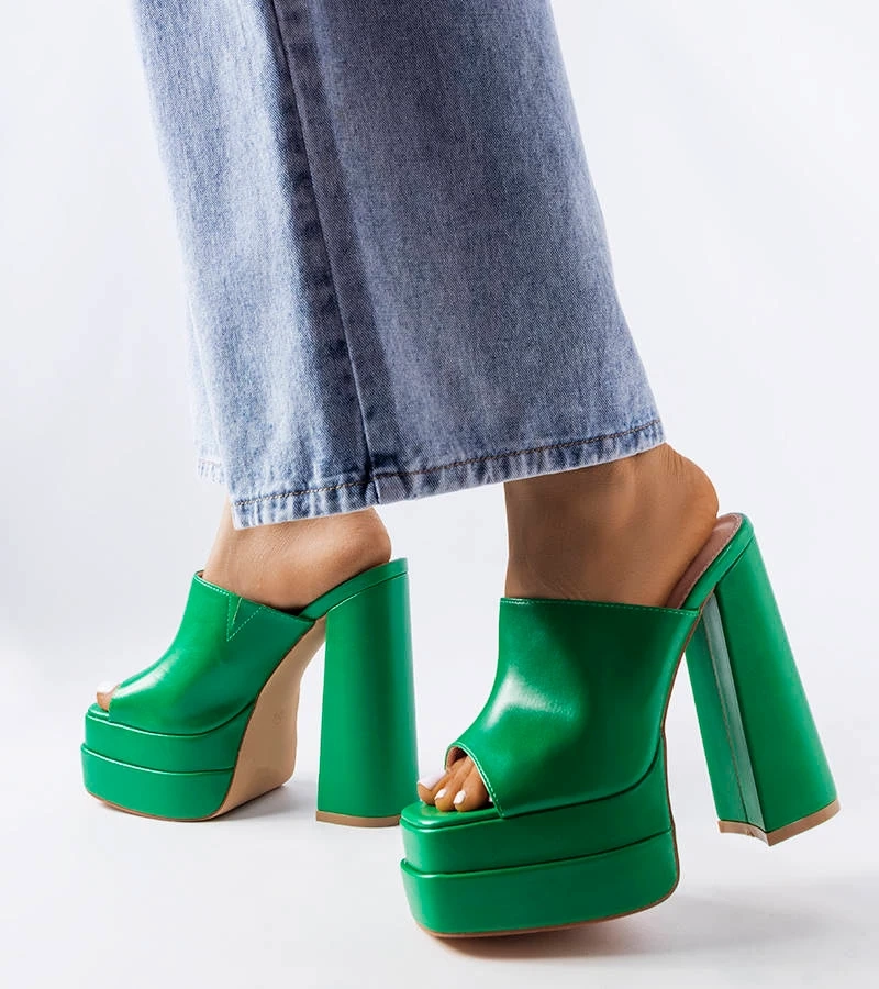 Zelené žabky na vysokom podpätku Mertzon